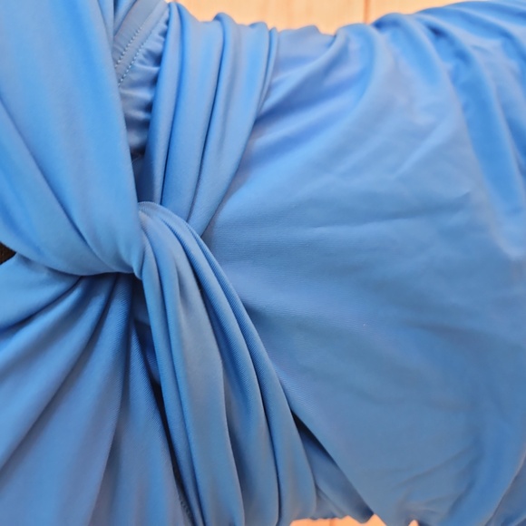 NWT La Blanca Blue Island Goddess Over the shoulder Twist Front Tankini top - Picture 4 of 16